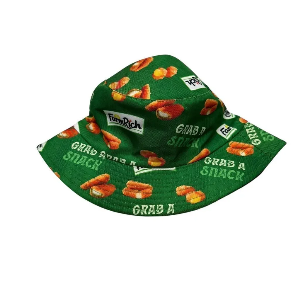 New Farm Rich Promotional Bucket Hat Green Never Worn 8 Inch Head Measurement
